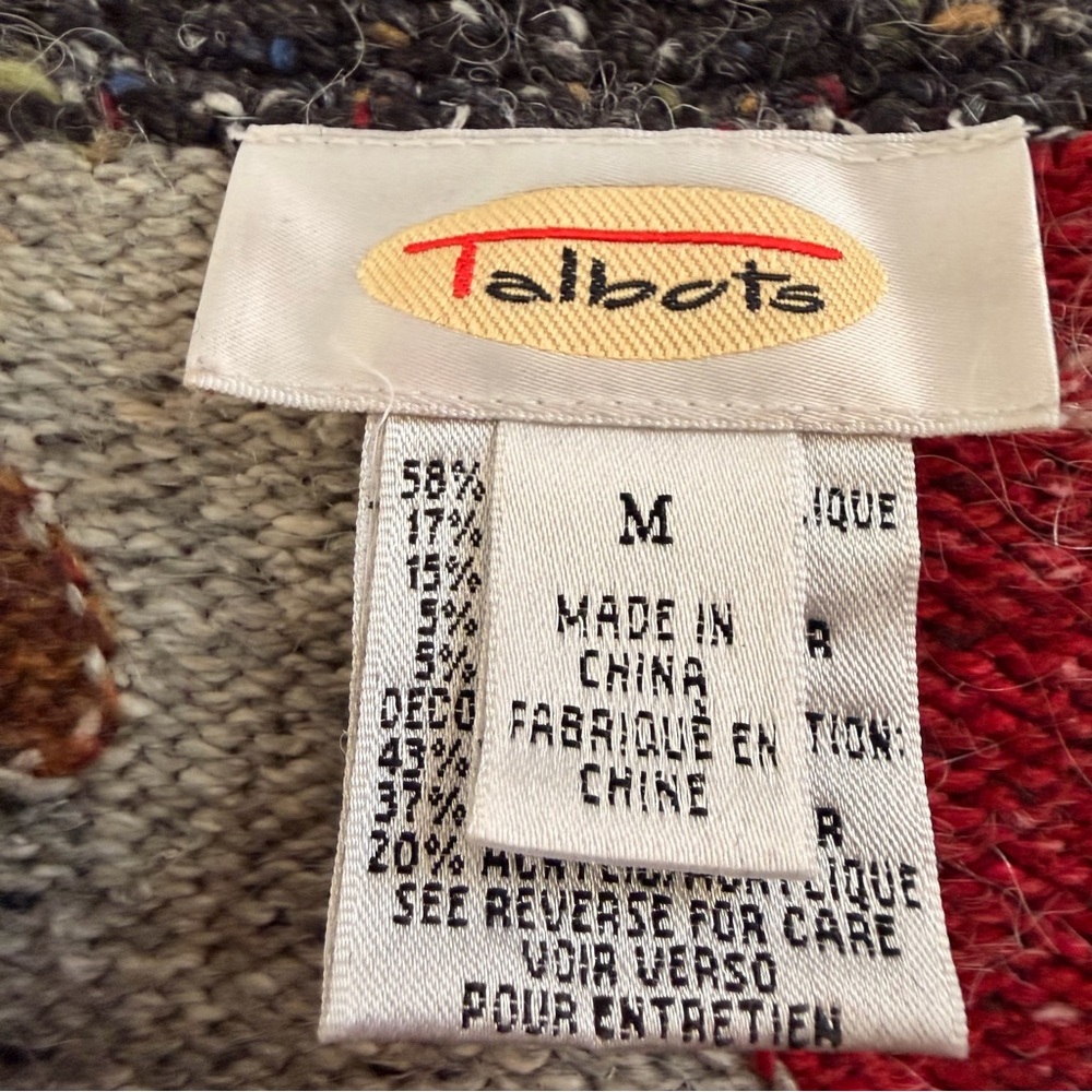 Talbots patchwork snowflake wool blend cardigan - image 9